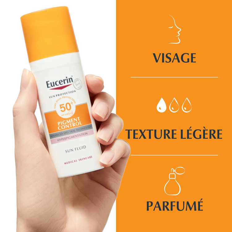 فلوئید ضد آفتاب بدون رنگ اوسرین SPF 50 مدل Pigment Control مناسب انواع پوست حجم 50 میلیلیتر