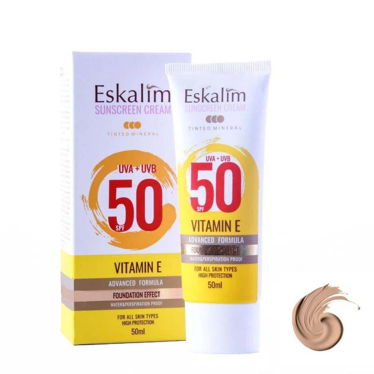 کرم ضد آفتاب رنگی دست و صورت اسکالیم SPF 50 مدل 03 محافظ UVA ، UVB مناسب برای انواع پوست حجم 50 میلیلیتر