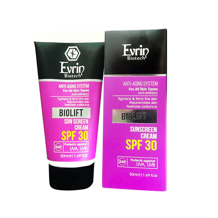 کرم ضد آفتاب بدون رنگ اورین +SPF 30 مدل biolift مناسب انواع پوست حجم 50 میلیلیتر