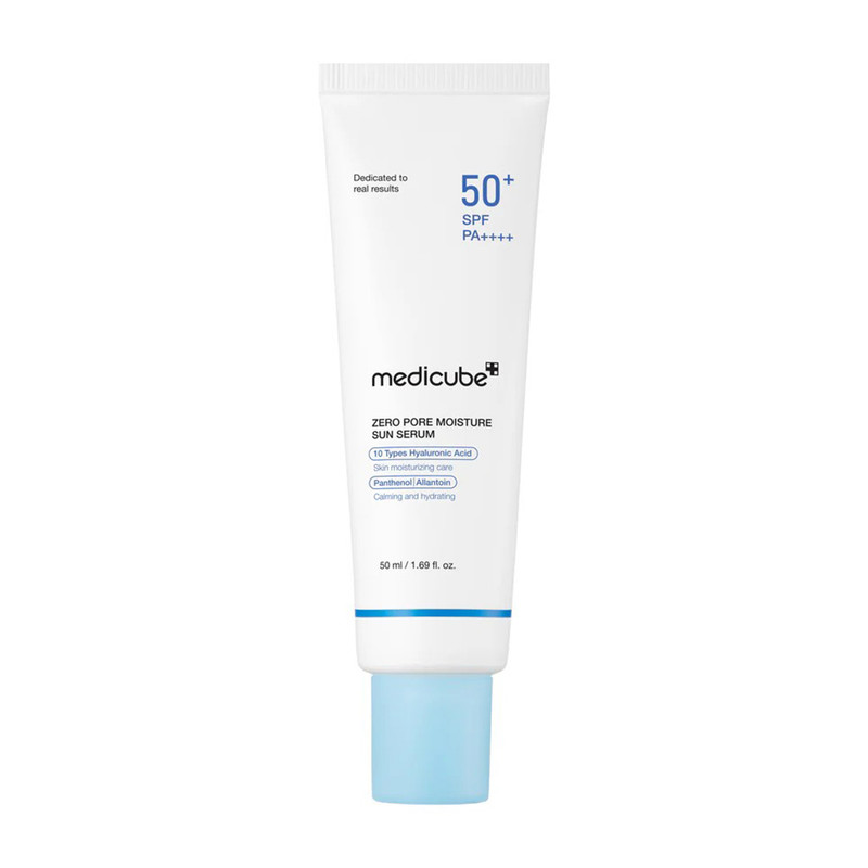 کرم ضد آفتاب بی‌رنگ صورت مدیکیوب SPF50 مدل zero pore ‌محافظت در برابر اشعه UVA و UVB مناسب برای انواع پوست حجم 50 میلی‌لیتر
