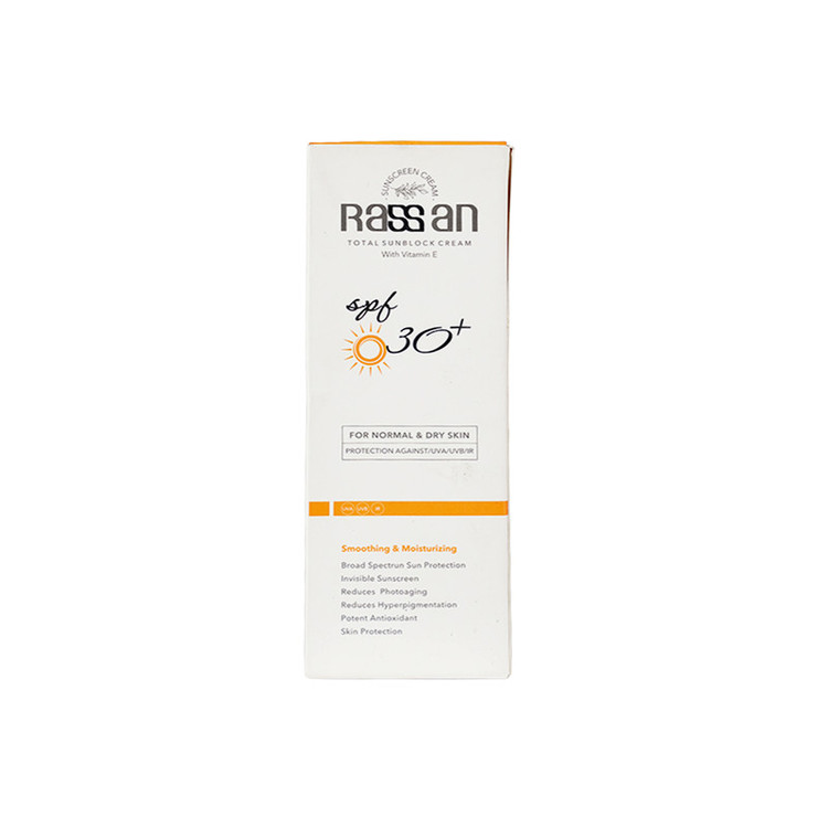 کرم ضد آفتاب بیرنگ صورت راسن SPF 30 محافظ در برابر UV مناسب برای پوست معمولی حجم 40 میلیلیتر