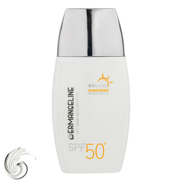 کرم ضد آفتاب بیرنگ صورت درمنجلین SPF 50 مدل Fusion Water محافظ در برابر اشعه UVA و UVB مناسب برای انواع پوست حجم 50 میلیلیتر