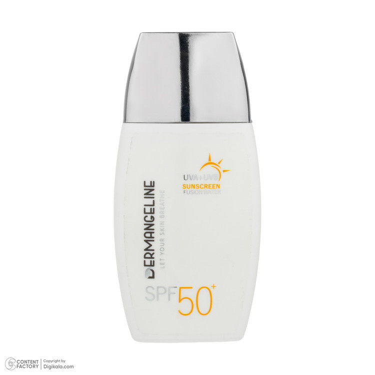 کرم ضد آفتاب بیرنگ صورت درمنجلین SPF 50 مدل Fusion Water محافظ در برابر اشعه UVA و UVB مناسب برای انواع پوست حجم 50 میلیلیتر