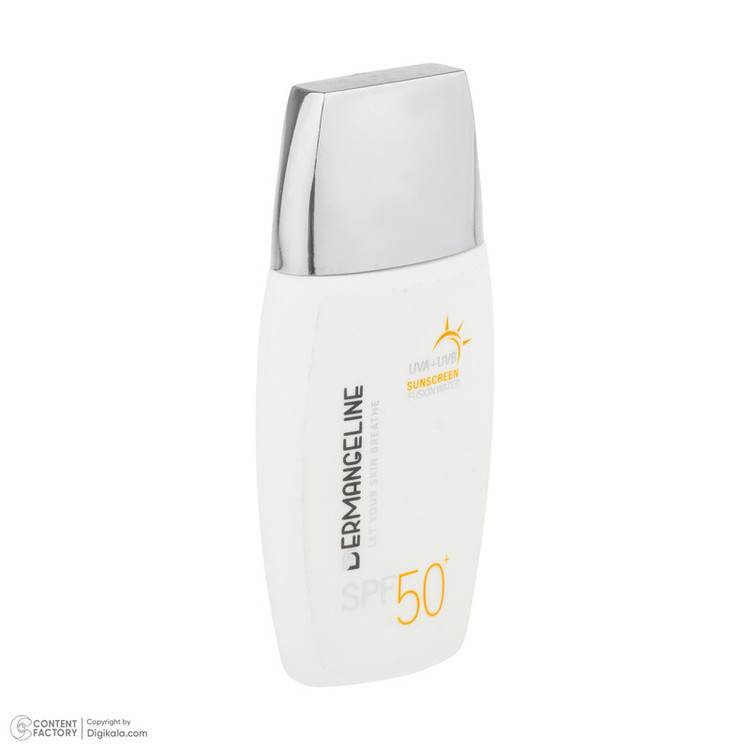 کرم ضد آفتاب بیرنگ صورت درمنجلین SPF 50 مدل Fusion Water محافظ در برابر اشعه UVA و UVB مناسب برای انواع پوست حجم 50 میلیلیتر