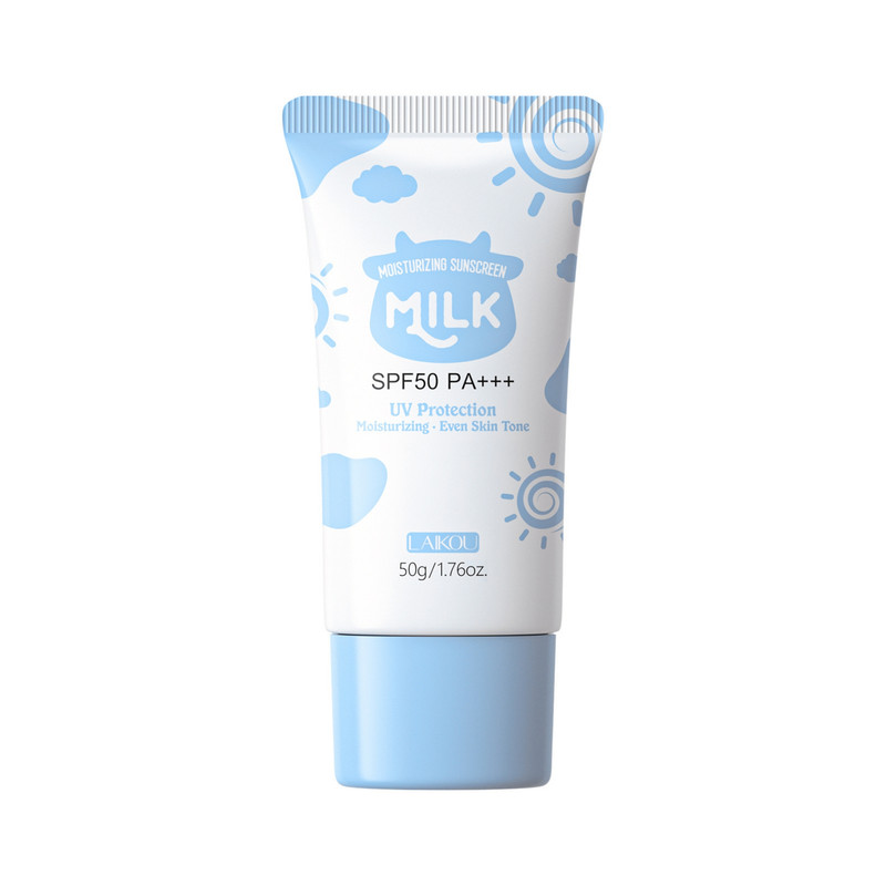 کرم ضد آفتاب بدون رنگ لایکو SPF 50 مدل شیر گاو محافظ UVA ،UVB و PA+++ ، مرطوب کننده، مناسب انواع پوست‌ وزن 50 گرم