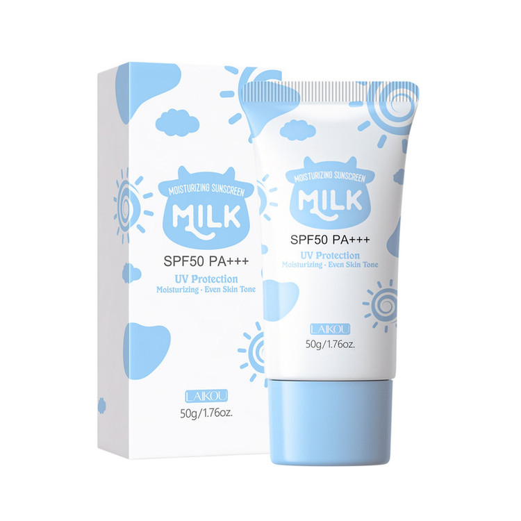 کرم ضد آفتاب بدون رنگ لایکو SPF 50 مدل شیر گاو محافظ UVA ،UVB و PA+++ ، مرطوب کننده، مناسب انواع پوست وزن 50 گرم