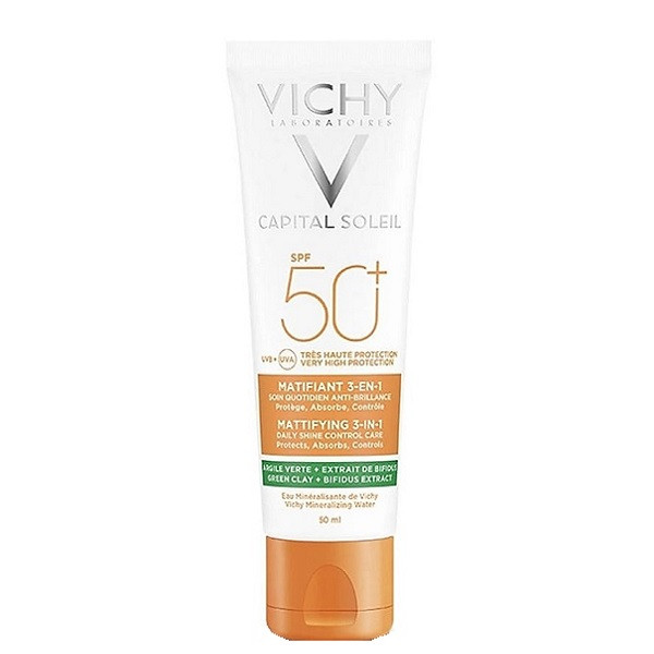 کرم ضد آفتاب بدون رنگ ویشی SPF 50 مدل کاپیتال سولیل ‌مناسب انواع پوست‌ حجم 50 میلی‌لیتر