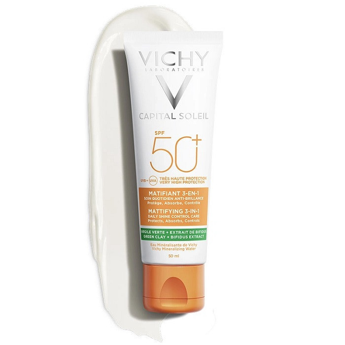 کرم ضد آفتاب بدون رنگ ویشی SPF 50 مدل کاپیتال سولیل مناسب انواع پوست حجم 50 میلیلیتر