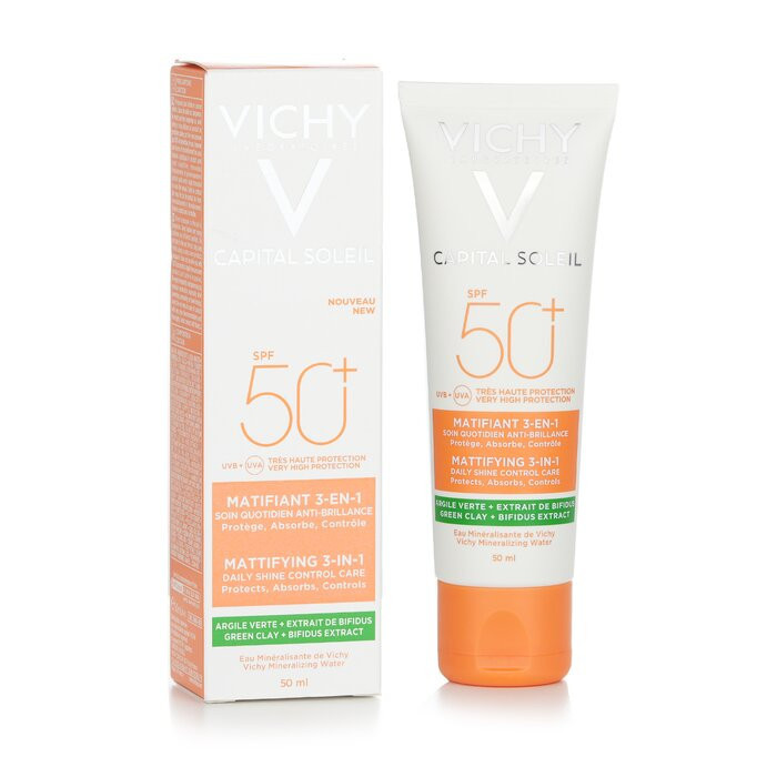 کرم ضد آفتاب بدون رنگ ویشی SPF 50 مدل کاپیتال سولیل مناسب انواع پوست حجم 50 میلیلیتر