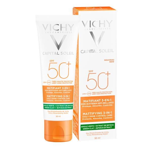 کرم ضد آفتاب بدون رنگ ویشی SPF 50 مدل کاپیتال سولیل مناسب انواع پوست حجم 50 میلیلیتر