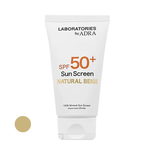 کرم ضد آفتاب رنگی صورت و گردن آدرا SPF 50 مدل Foundation Effect محافظ UVA/UVB مناسب برای انواع پوست حجم 50 میلیلیتر