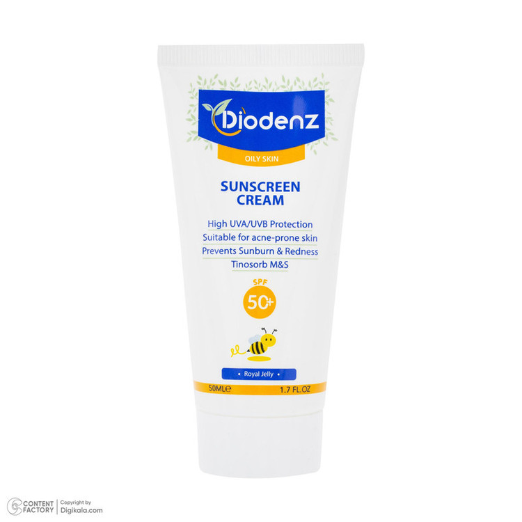 کرم ضد آفتاب بیرنگ صورت دیودنز SPF 50 مدل زینک محافظ در برابر اشعه UVB و UVA مناسب برای پوست چرب حجم 50 میلیلیتر
