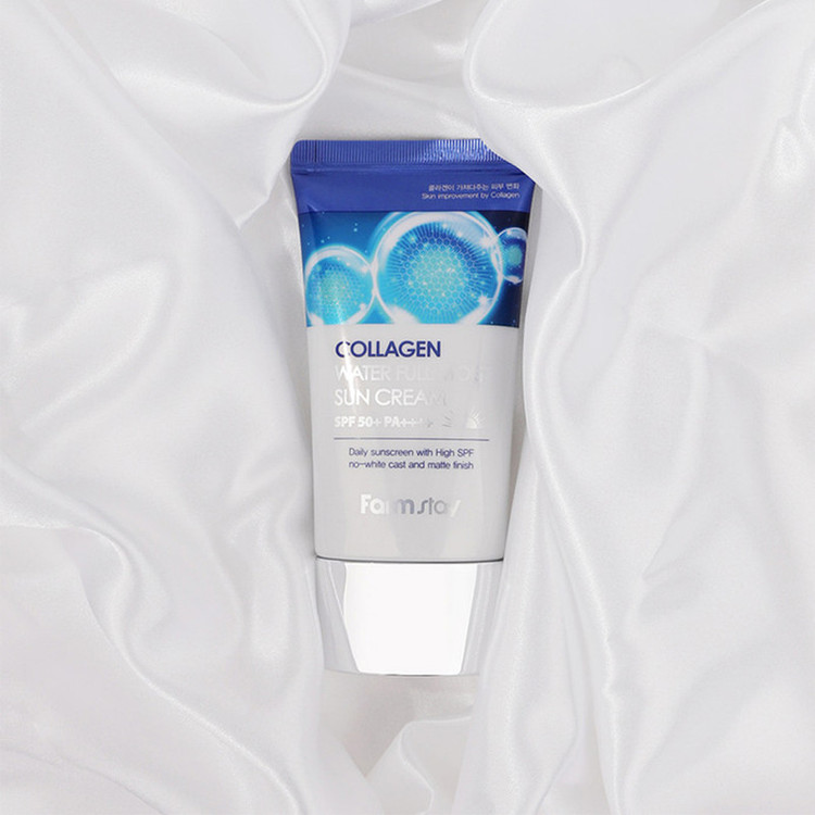 کرم ضد آفتاب بدون رنگ فارم استی SPF 50 مدل Collagen Water مناسب برای انواع پوست وزن 50 گرم