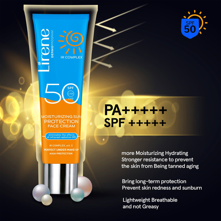 کرم ضد آفتاب بدون رنگ لایرن SPF 50 مدل Protect Complex محافظ IR ، HEV ، UVB ، UVA و PA++++ ضد حساسیت، ضد چروک و ضد پیری، مناسب انواع پوست حجم 40 میلیلیتر