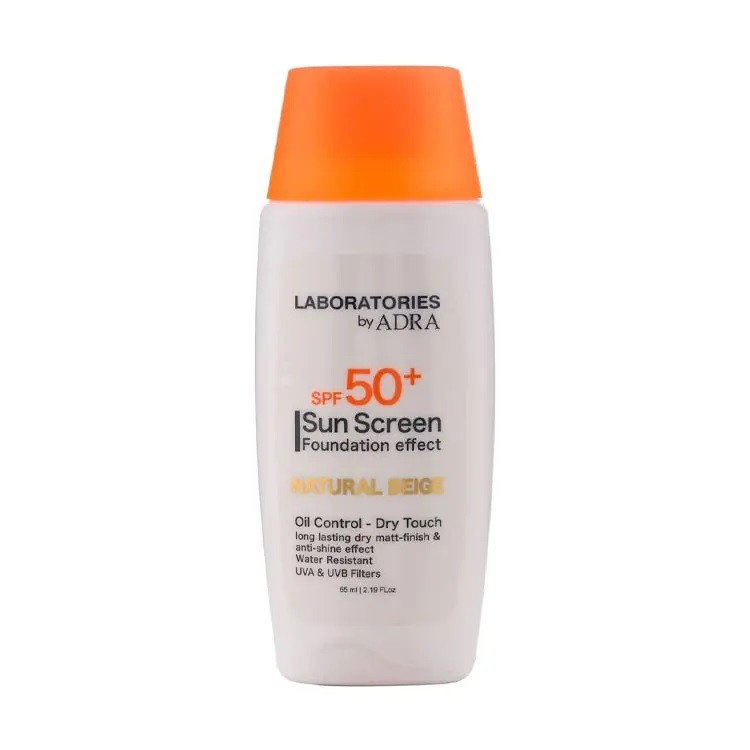 کرم ضد آفتاب آدرا spf50 مدل لابراتوریز مناسب انواع پوست حجم 65 میلی لیتر