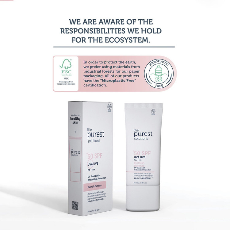 کرم ضد آفتاب رنگی صورت، گردن پیورست سولوشن SPF 50 مدل Blemish Defense محافظ در برابر UVA + UVB مناسب برای انواع پوست حجم ۵۰ میلیلیتر