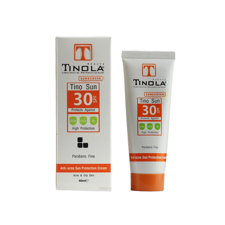کرم ضد آفتاب بدون رنگ تینولا بیوتی SPF 30 مدل Tino Sun مناسب پوستهای چرب و مختلط حجم 40 میلیلیتر