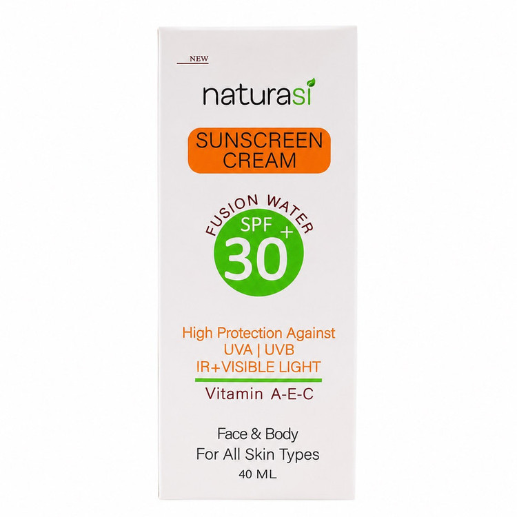 کرم ضد آفتاب بیرنگ دست و صورت ناتوراسی SPF 30 مدل High protection محافظ UVA ،UVB و IR ، مناسب برای انواع پوست حجم 40 میلیلیتر