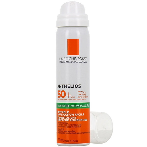 اسپری ضد آفتاب بدون رنگ لاروش پوزای SPF 50 مدل Anthelios Brume Anti Brillance مناسب پوست های چرب و مختلط حجم 75 میلیلیتر