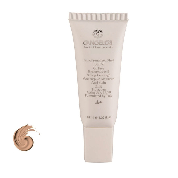 فلوئید ضد آفتاب رنگی گانگلوس SPF 50 مدل strong coverage محافظ UVA ،UVB و PA+++ مناسب برای انواع پوست حجم 40 میلیلیتر