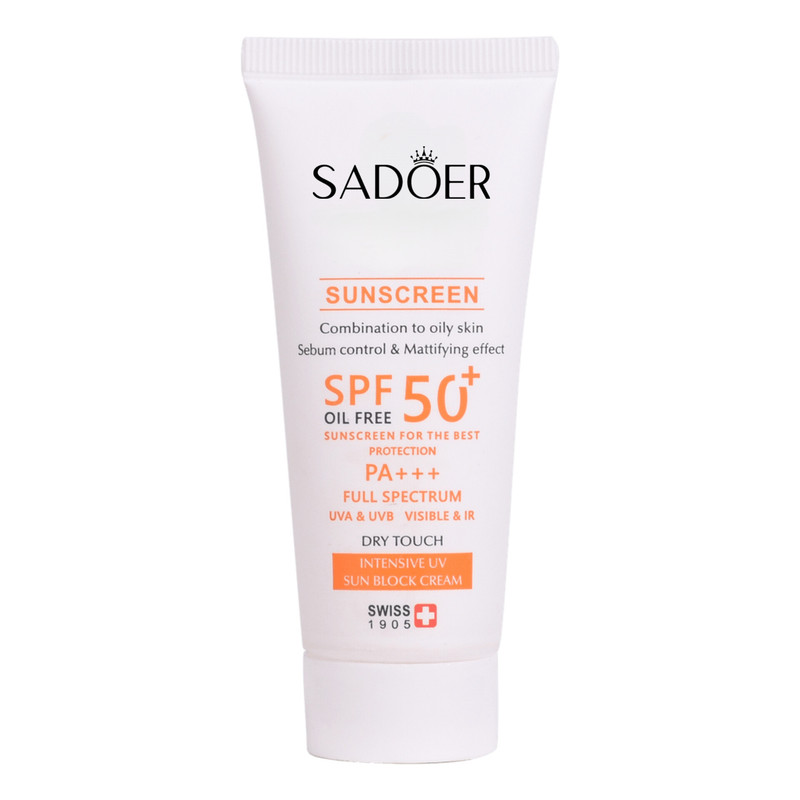 کرم ضدآفتاب بدون رنگ سادور SPF 30 مدل PI محافظ UVB,UVAوP+++ مناسب انواع پوست حجم 40 میلی‌لیتر