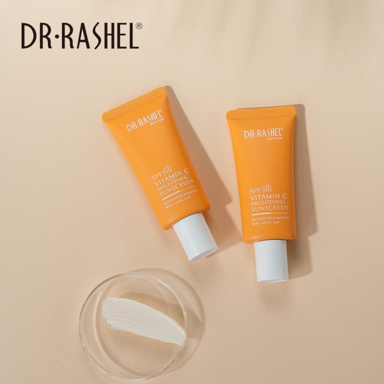 کرم ضد آفتاب بیرنگ صورت دکتر راشل SPF 50 مدل ویتامین سی محافظ در برابر اشعه UVA و UVB مناسب برای انواع پوست حجم 50 میلیلیتر