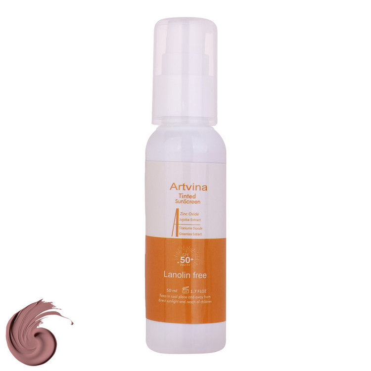 کرم ضد آفتاب رنگی صورت و بدن آرت وینا SPF50 مدل COVER و PA+++ مناسب انواع پوست حجم 50 میلیلیتر