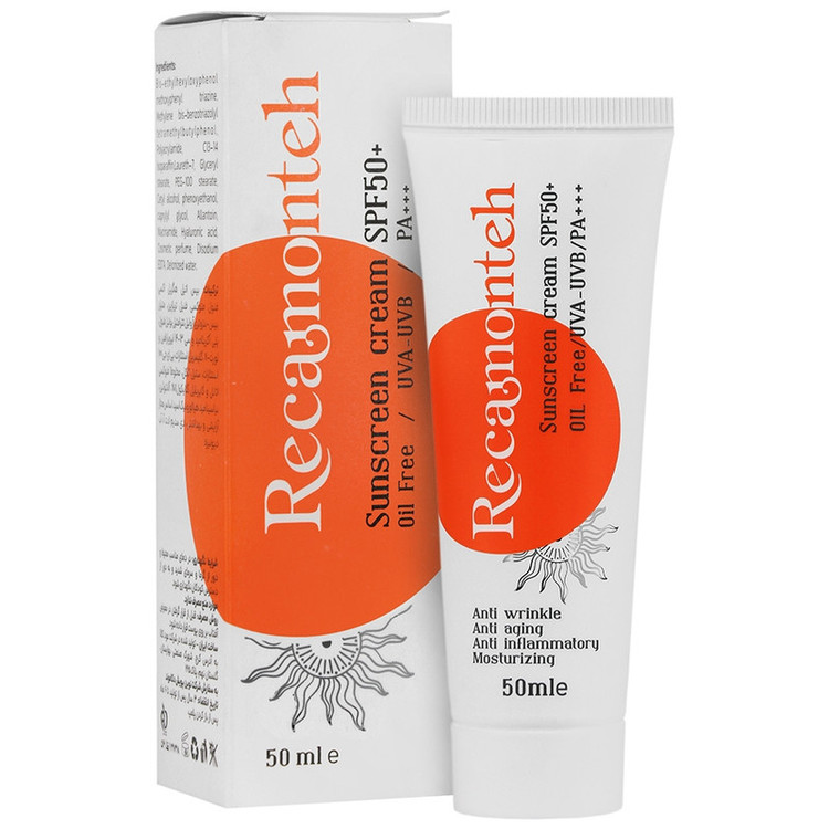 کرم ضد آفتاب بی رنگ صورت رکامونته SPF 50 مدل 01 محافظ uva/uvb مناسب برای پوست چرب حجم 50 میلیلیتر