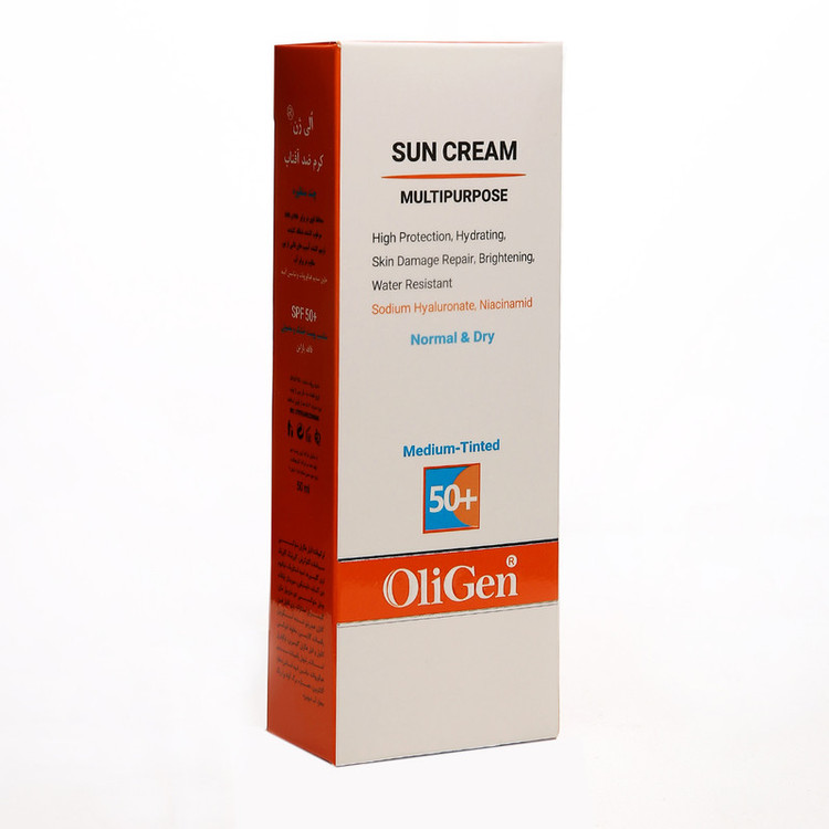 کرم ضد آفتاب رنگی الی ژن SPF 50 مدل M_T_D مناسب پوستهای خشک و معمولی حجم 50 میلیلیتر