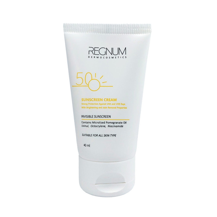 کرم ضد آفتاب بدون رنگ رگنوم SPF50 مدل فیوژن واتر PA++ مناسب برای انواع پوست حجم 40 میلیلیتر