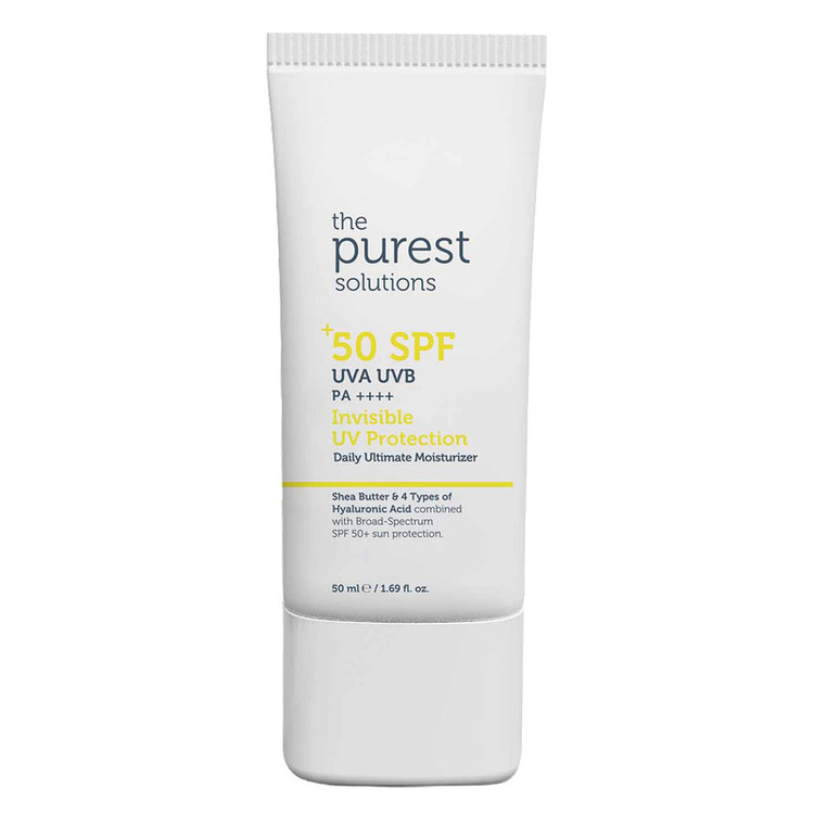 کرم ضد آفتاب بیرنگ صورت پیورست سولوشن SPF 50 مدل Invisible UV Protection محافظ در برابر UVA + UVB مناسب برای انواع پوست حجم 50 میلیلیتر