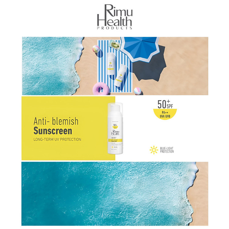 کرم ضد آفتاب بدون رنگ ریمو هلث SPF 50 مدل ANTI BLEMISHE محافظ UVA ،UVB و PA+++، ضد لک، ضد حساسیت، ضد چروک و ضد پیری، مناسب انواع پوست حجم 50 میلیلیتر