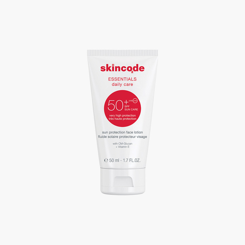 لوسیون ضد آفتاب بی‌رنگ صورت، بدن اسکین کد SPF 50 مدل LOTION ‌محافظ در برابر UVA/UVB مناسب برای انواع پوست حجم 50 میلی‌لیتر