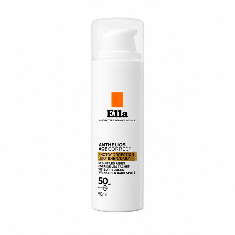کرم ضد آفتاب بی‌رنگ دست، صورت، گردن الا SPF 50 مدل Anthelios age correct محافظ در برابر اشعه‌های UVA و UVB مناسب برای انواع پوست حجم ۵۰ میلی‌لیتر
