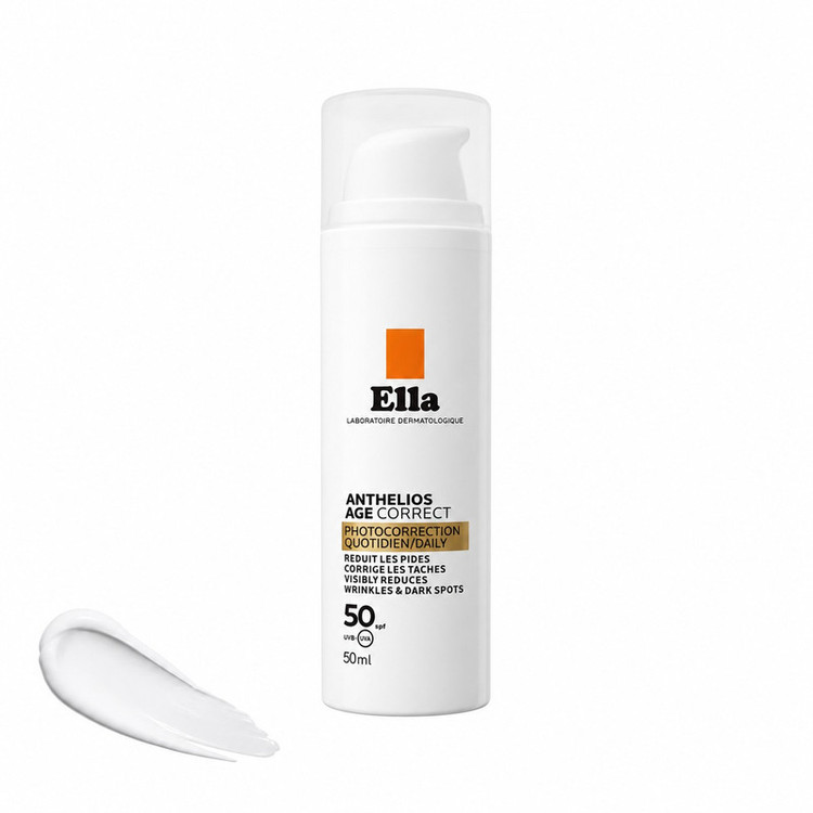 کرم ضد آفتاب بیرنگ دست، صورت، گردن الا SPF 50 مدل Anthelios age correct محافظ در برابر اشعههای UVA و UVB مناسب برای انواع پوست حجم ۵۰ میلیلیتر