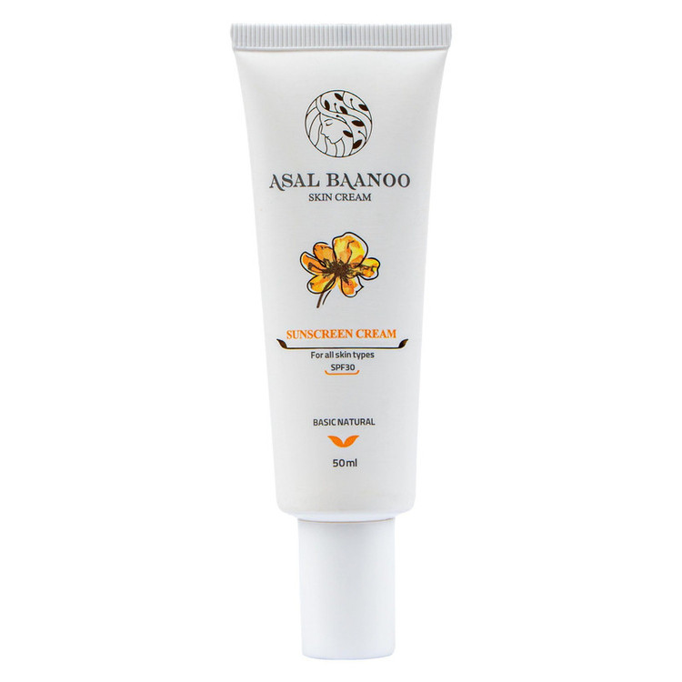 کرم ضد آفتاب بدون رنگ عسل بانو SPF 30 مدل 01 مناسب انواع پوست حجم 50 میلیلیتر