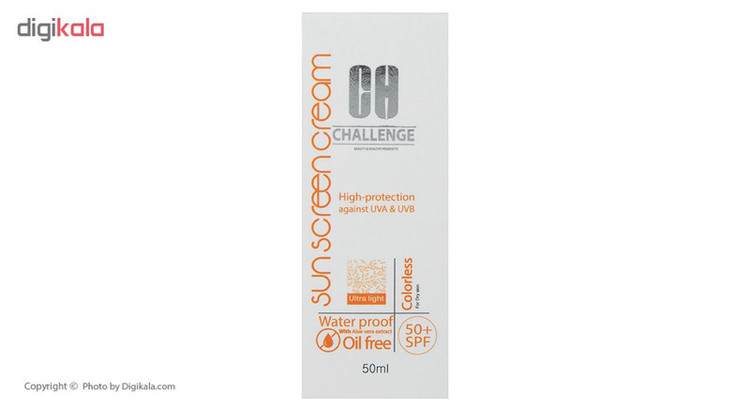 کرم ضد آفتاب چلنج مدل Colorless For Dry Skin حجم 50 میلی لیتر