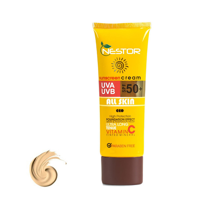 کرم ضد آفتاب رنگی نستور SPF 50 مدل All skin 1 محافظ UVB و UVA و PA+++ مناسب برای انواع پوست خشک و نرمال حجم 50 میلی لیتر