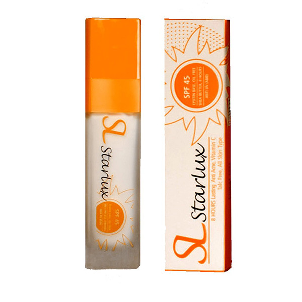 کرم ضد آفتاب بدون رنگ استارلوکس SPF 45 مدل 45 مناسب انواع پوست حجم 30 میلی لیتر