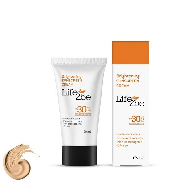 کرم ضد آفتاب رنگی صورت، بدن لایف توبی SPF 30 مدل brightening SPF30 ‌محافظ UVA/UVB مناسب برای انواع پوست حجم 40 میلی‌لیتر