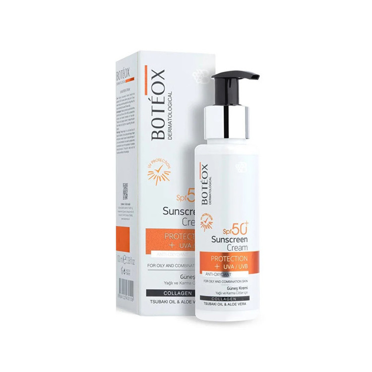 کرم ضد آفتاب بیرنگ صورت بوتئوکس SPF 50 مدل protect محافظ UVA/UVB مناسب برای پوست چرب و مختلط حجم 100 میلیلیتر