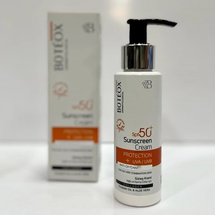 کرم ضد آفتاب بیرنگ صورت بوتئوکس SPF 50 مدل protect محافظ UVA/UVB مناسب برای پوست چرب و مختلط حجم 100 میلیلیتر