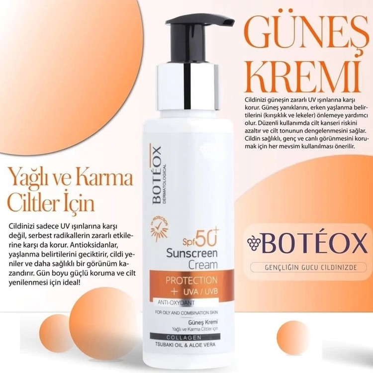 کرم ضد آفتاب بیرنگ صورت بوتئوکس SPF 50 مدل protect محافظ UVA/UVB مناسب برای پوست چرب و مختلط حجم 100 میلیلیتر