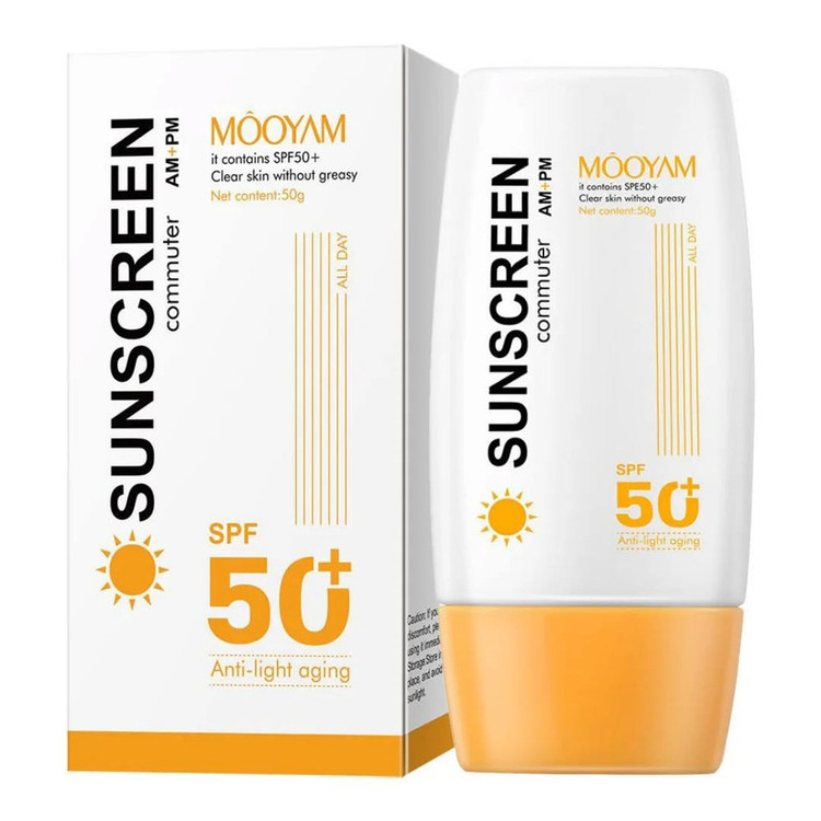 کرم ضد آفتاب بدون رنگ مویام SPF 50 مدل Commuter محافظ UVA،UVB مناسب برای انواع پوست حجم 48 میلیلیتر
