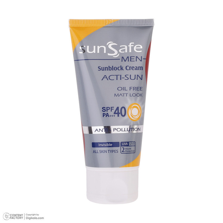 کرم ضد آفتاب بدون رنگ سان سیف SPF 40 مدل ACTI-SUN مناسب برای انواع پوست حجم 50 میلیلیتر