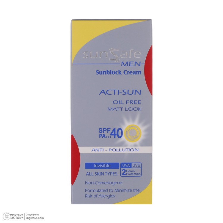 کرم ضد آفتاب بدون رنگ سان سیف SPF 40 مدل ACTI-SUN مناسب برای انواع پوست حجم 50 میلیلیتر