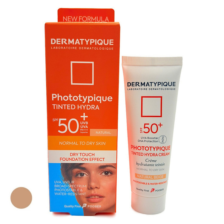 کرم ضد آفتاب رنگی درماتیپیک SPF 50 مدل Phototypique محافظ در برابر UVA ،UVB مناسب برای پوستهای خشک و نرمال حجم 50 میلیلیتر