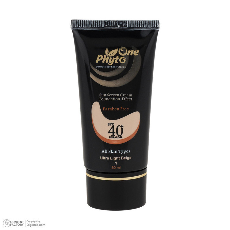 کرم ضد آفتاب رنگی صورت فیتو وان SPF 40 مدل 01 محافظ در برابر اشعه UV و UVB مناسب برای انواع پوست حجم 30 میلیلیتر