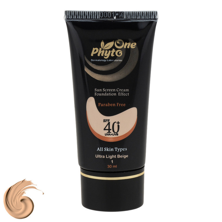 کرم ضد آفتاب رنگی صورت فیتو وان SPF 40 مدل 01 محافظ در برابر اشعه UV و UVB مناسب برای انواع پوست حجم 30 میلیلیتر