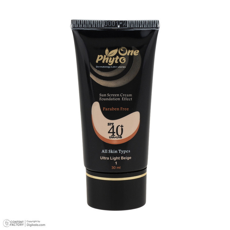 کرم ضد آفتاب رنگی صورت فیتو وان SPF 40 مدل 01 محافظ در برابر اشعه UV و UVB مناسب برای انواع پوست حجم 30 میلیلیتر